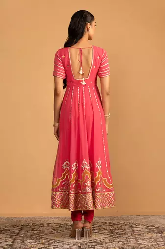 Peach pink anarkali set
