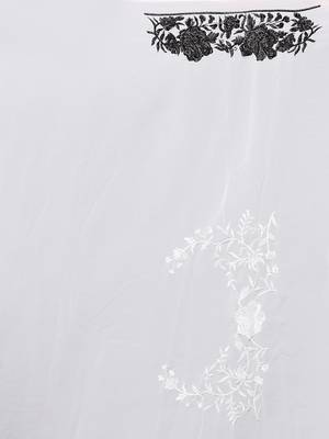 White embroidered georgette saree with blouse 3