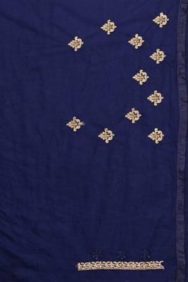 Navy blue embroidered net saree with blouse 4