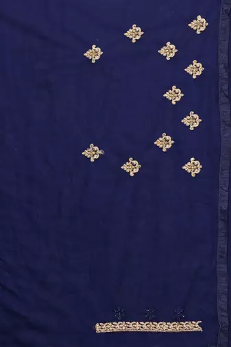 Navy blue embroidered net saree with blouse