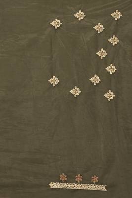 Mehendi embroidered net saree with blouse 4