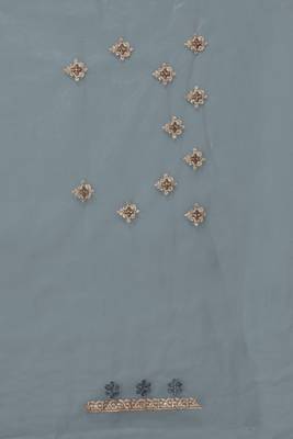 Grey embroidered net saree with blouse 4