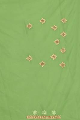 Green embroidered net saree with blouse 4