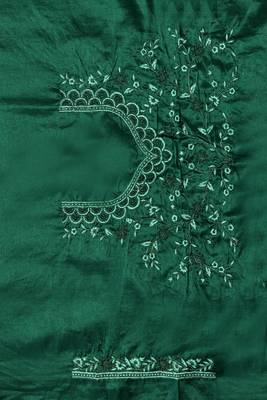 Dark green embroidered art silk saree with blouse 4