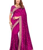 Pink embroidered art silk saree with blouse