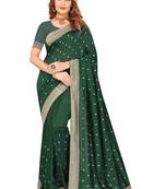 Green embroidered art silk saree with blouse