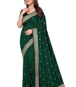 Green embroidered art silk saree with blouse