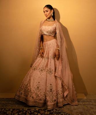 PINK CHANDERI LEHENGA SET 3