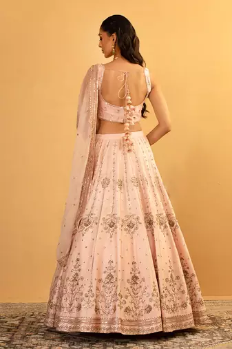 PINK CHANDERI LEHENGA SET