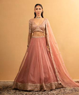 ONION PINK GEORGETTE LEHENGA SET 1