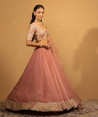 ONION PINK GEORGETTE LEHENGA SET 3