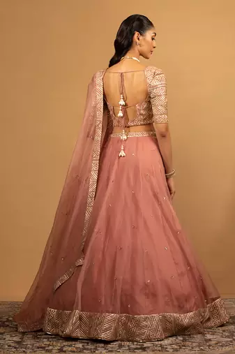ONION PINK GEORGETTE LEHENGA SET