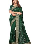 Green embroidered art silk saree with blouse