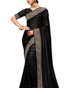 Black embroidered art silk saree with blouse
