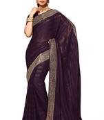 Purple embroidered art silk saree with blouse