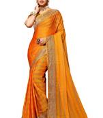 Mustard embroidered art silk saree with blouse