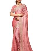 Peach embroidered art silk saree with blouse