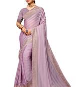 Lavender embroidered art silk saree with blouse