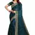 Turquoise embroidered art silk saree with blouse