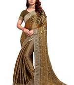 Copper embroidered art silk saree with blouse