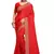 Red embroidered art silk saree with blouse