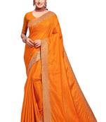 Mustard embroidered art silk saree with blouse