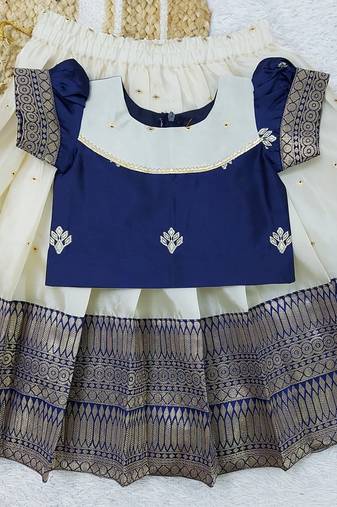  Baby Girl's Traditional Readymade South Indian Pattu Pavadai Lehenga Choli For Kid's