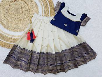  Baby Girl's Traditional Readymade South Indian Pattu Pavadai Lehenga Choli For Kid's 2