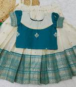Sky Blue Art Silk Zari Embroidered Pattu Pavadai