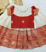  Baby Girl's Traditional Readymade South Indian Red Pattu Pavadai Lehenga Choli For Kid's