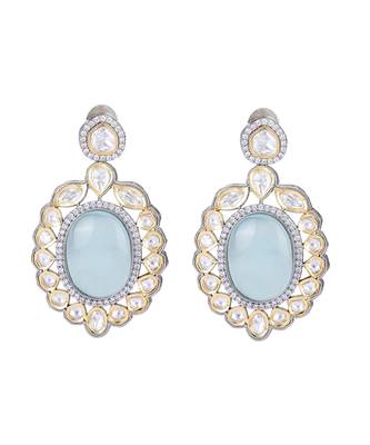Rhodium plated american diamond zircon blue necklace set 5