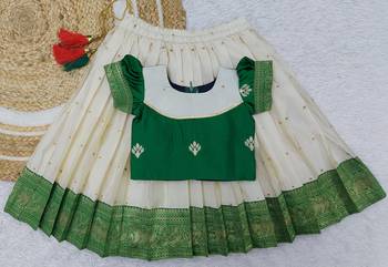 green art silk kids pattu pavadai 1