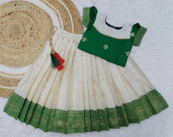 green art silk kids pattu pavadai 2