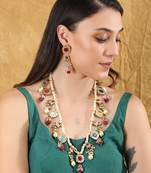 Gold plated kundan red choker necklace set