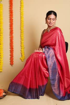 Ethnic Motifs Woven Design  Silk Saree with blouse 2