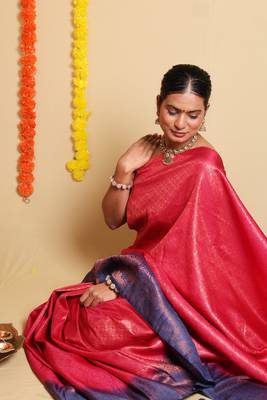 Ethnic Motifs Woven Design  Silk Saree with blouse 5