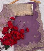 Primium Glass Barsahana Gold Chifon Crush Silk Saree With Stitched Blouse (42 Size)