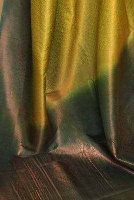 Elegant Yellow Saree with Green Zari Border and blouse 6