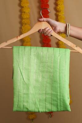 Classic Green Cotton Saree with Matching Blouse 2