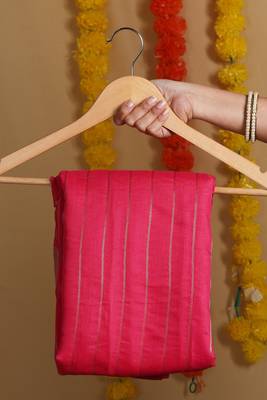 Timeless Pink Plain Cotton Saree with Blouse 2