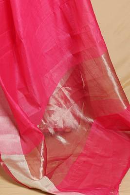 Timeless Pink Plain Cotton Saree with Blouse 5