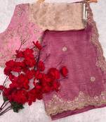 Primium Glass Barsahana Gold Chifon Crush Silk Saree With Stitched Blouse (42 Size)