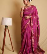 Purple Ethnic Motif Art Silk Saree with Blouse