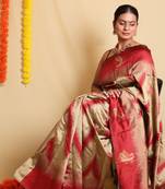 Elegant Brown Kalamkari Cotton Saree with Blouse