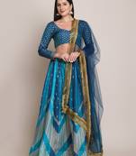 Women's Rama Silk Blend Zari Woven Semi-Stitched Lehenga Choli & Dupatta