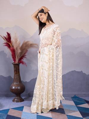 White Net saree for women 2