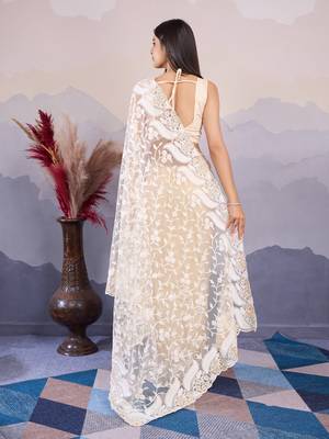 White Net saree for women 3