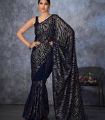 Navy blue georgette saree for women