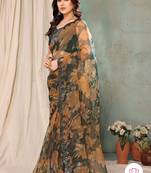 Multicolor embroidered georgette saree with blouse