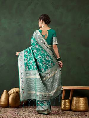 Classiques Art Silk Woven Green Saree for Women 4